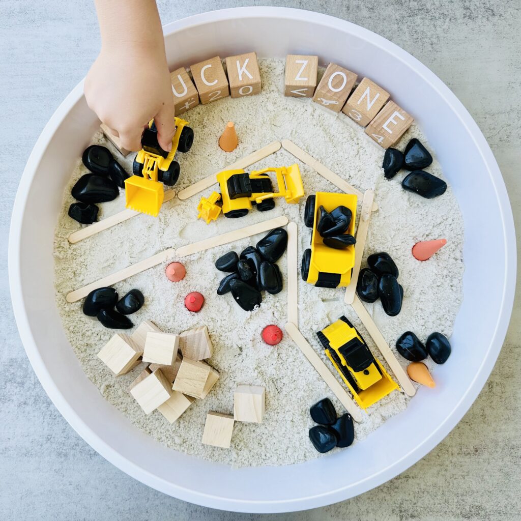 How To Make A Kinetic Sand Construction Sensory Bin