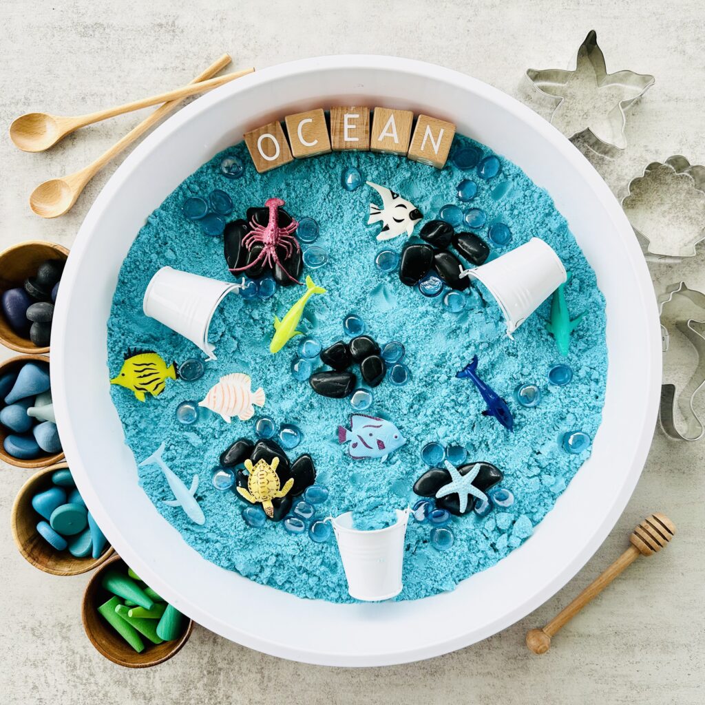 How To Make A DIY Kinetic Sand Ocean Sensory Bin