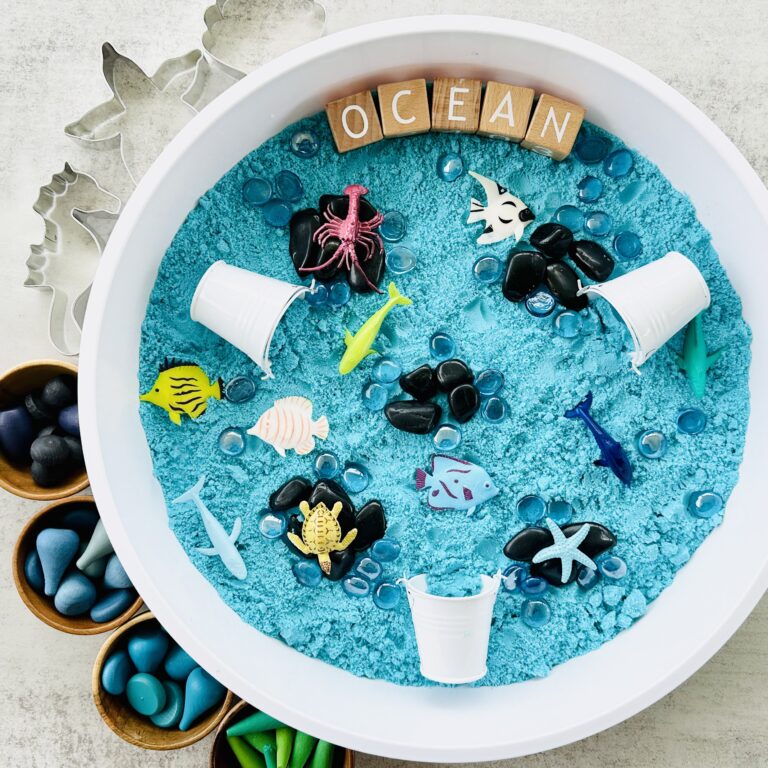 How To Make A DIY Kinetic Sand Ocean Sensory Bin
