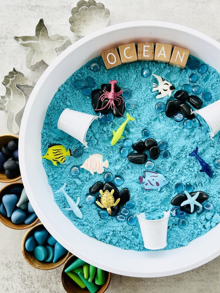 How To Make A DIY Kinetic Sand Ocean Sensory Bin