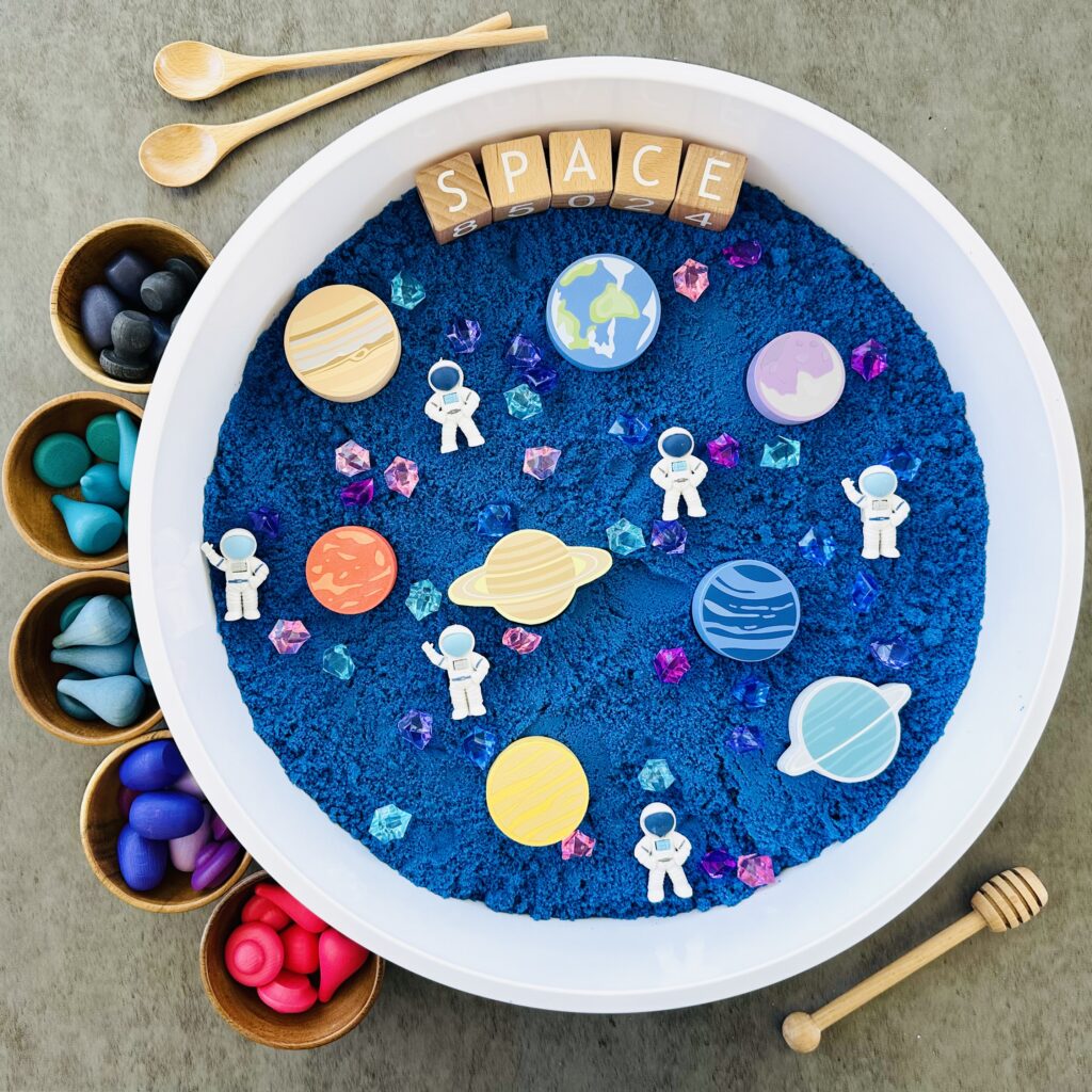 The Best DIY Kinetic Sand Space-Themed Sensory Bin