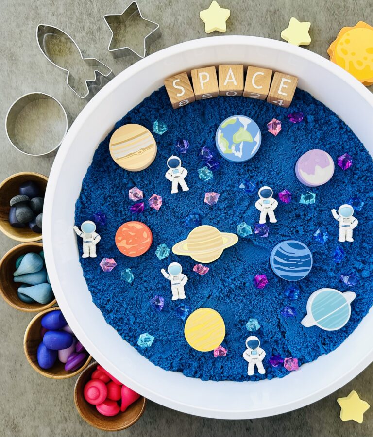 The Best DIY Kinetic Sand Space-Themed Sensory Bin