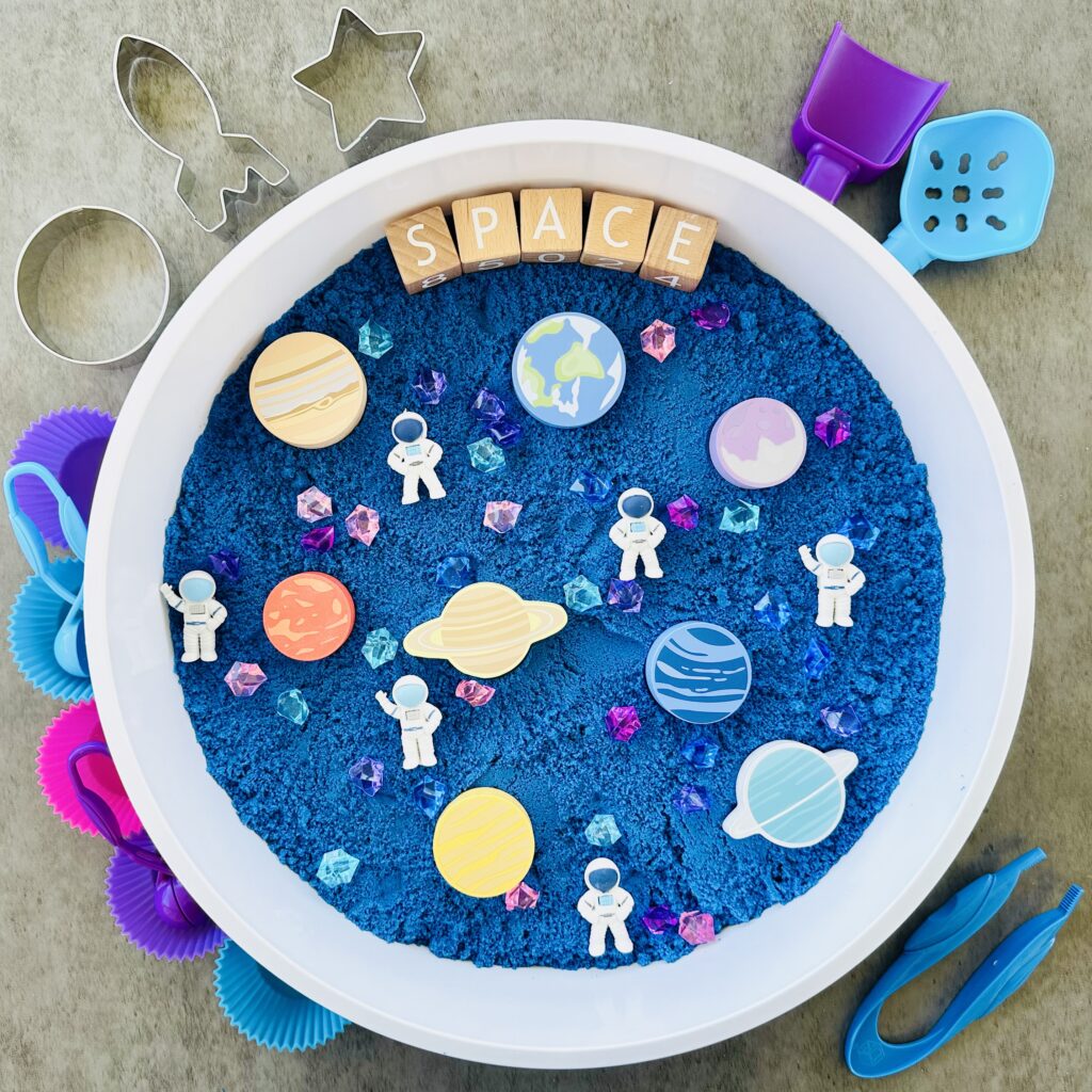 The Best DIY Kinetic Sand Space-Themed Sensory Bin