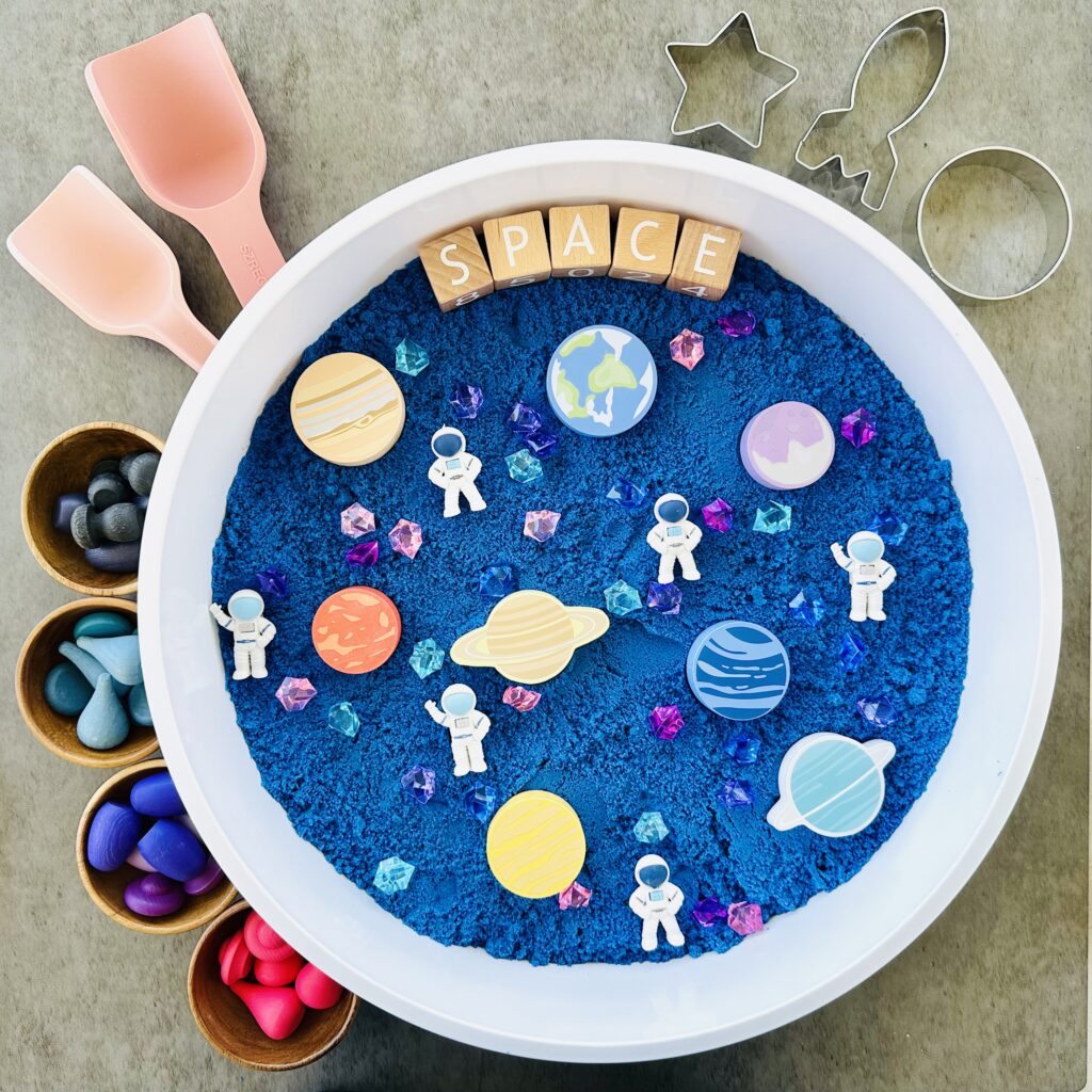 The Best DIY Kinetic Sand Space-Themed Sensory Bin