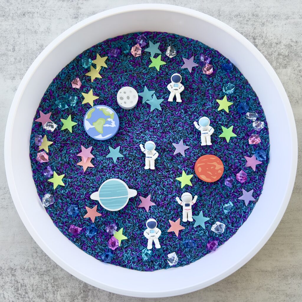 How To Make An Outer Space Galaxy Rice Sensory Bin