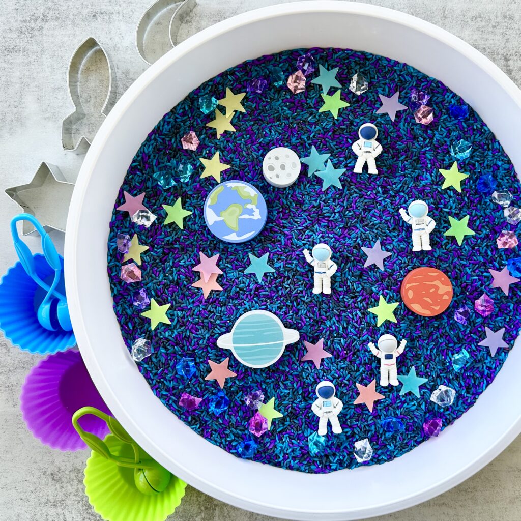 How To Make An Outer Space Galaxy Rice Sensory Bin