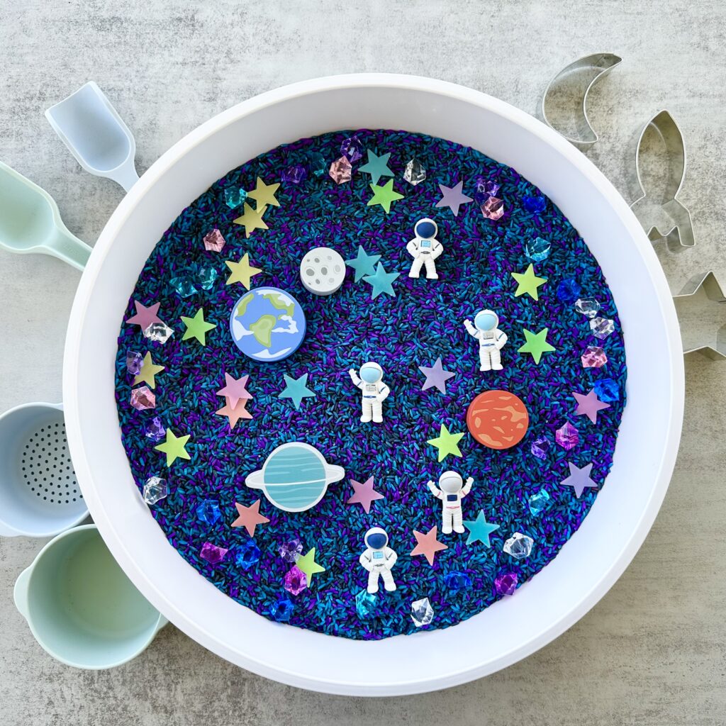 How To Make An Outer Space Galaxy Rice Sensory Bin