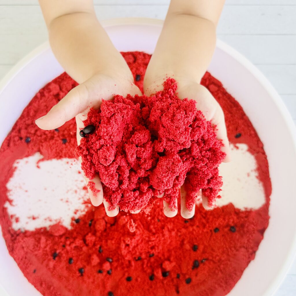 How To Make A DIY Kinetic Sand Watermelon Sensory Bin