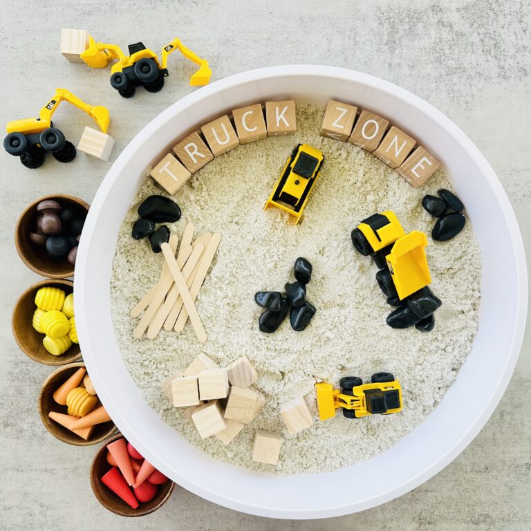How To Make A Kinetic Sand Construction Sensory Bin