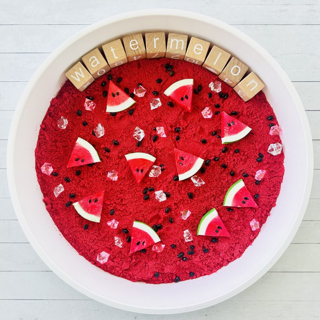 How To Make A DIY Kinetic Sand Watermelon Sensory Bin