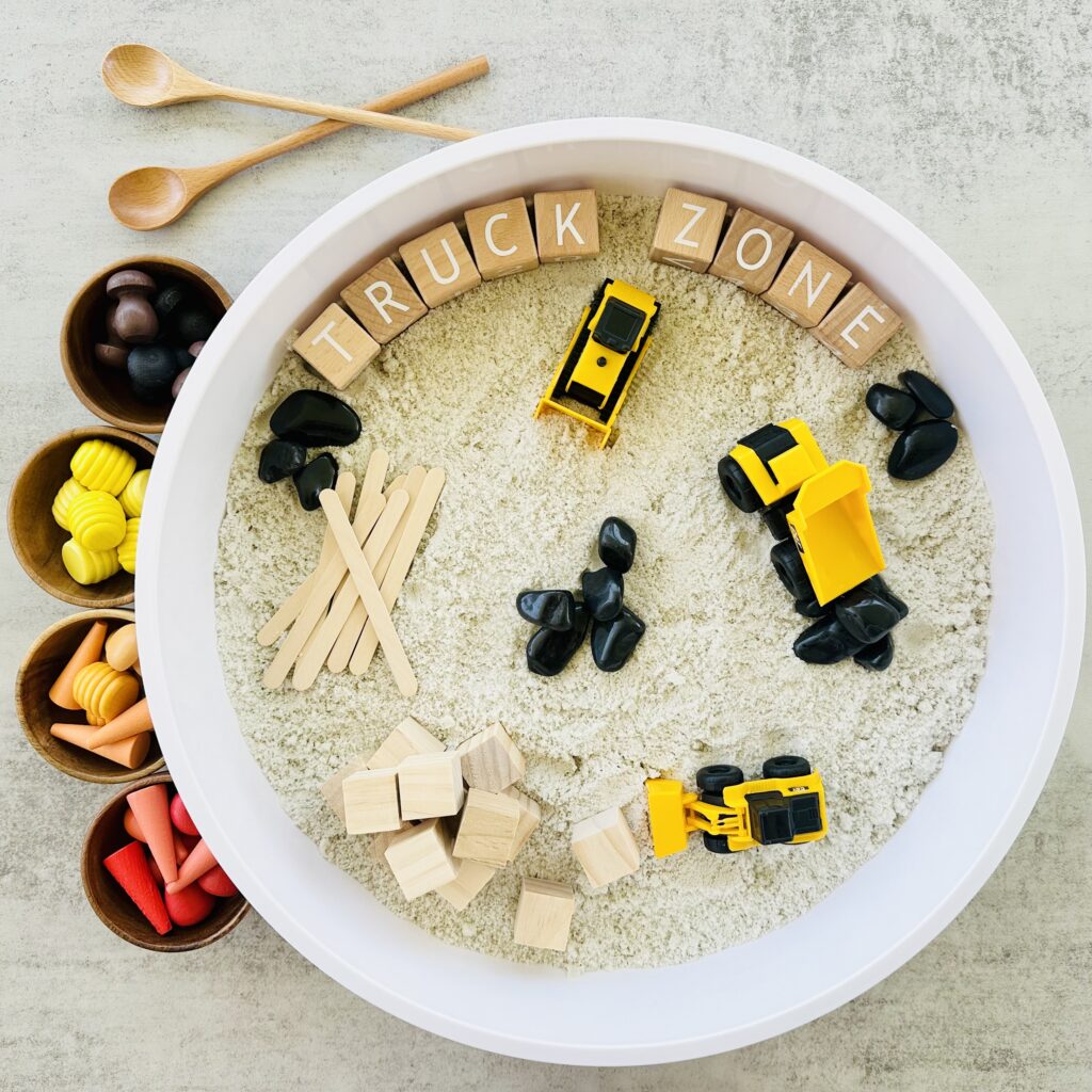 How To Make A Kinetic Sand Construction Sensory Bin