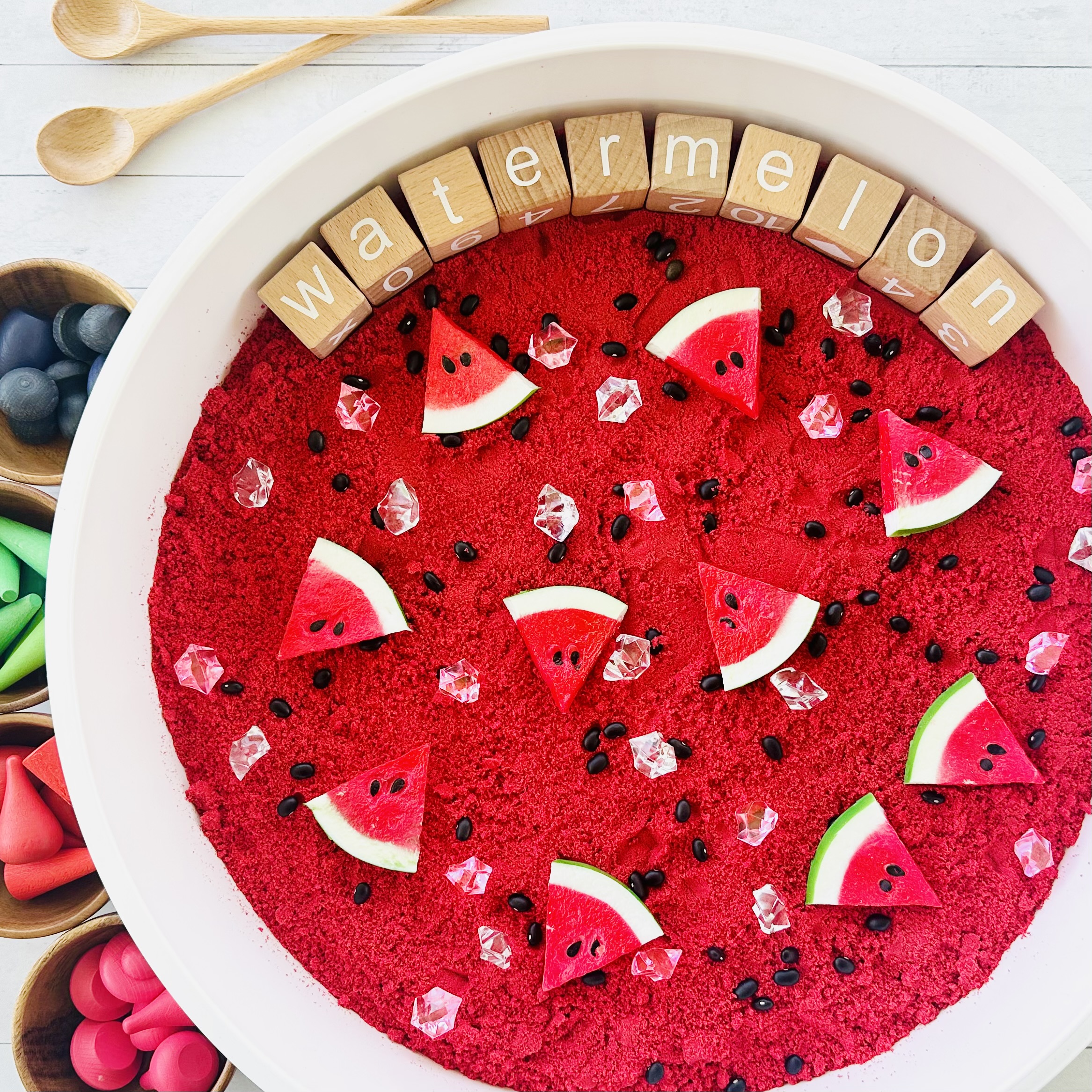 How To Make A DIY Kinetic Sand Watermelon Sensory Bin
