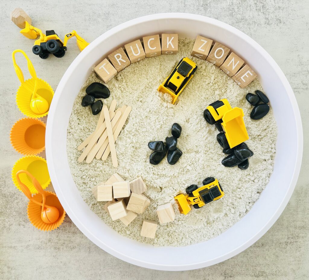 How To Make A Kinetic Sand Construction Sensory Bin
