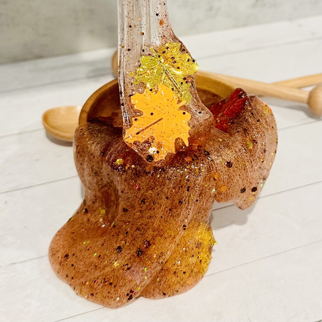 How To Make Fall Leaves and Glitter Slime (No Borax!)