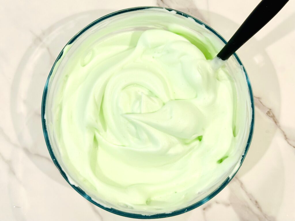 Food coloring added to the chickpea foam