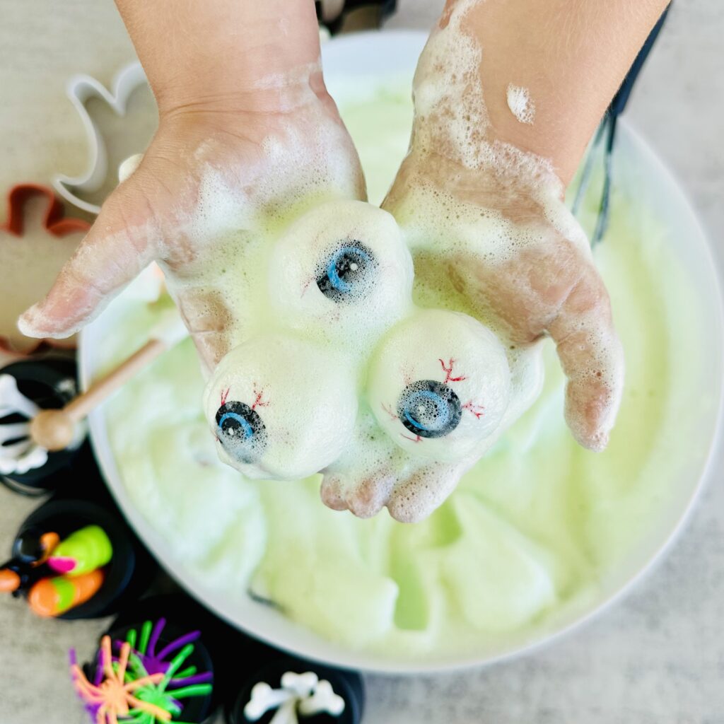 Taste-Safe Chickpea Foam Witches Brew Sensory Bin