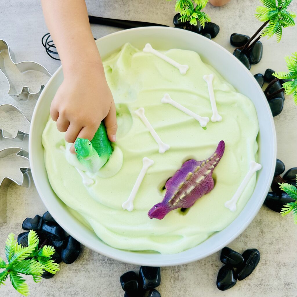 How To Make A Dinosaur Chickpea Foam Sensory Bin