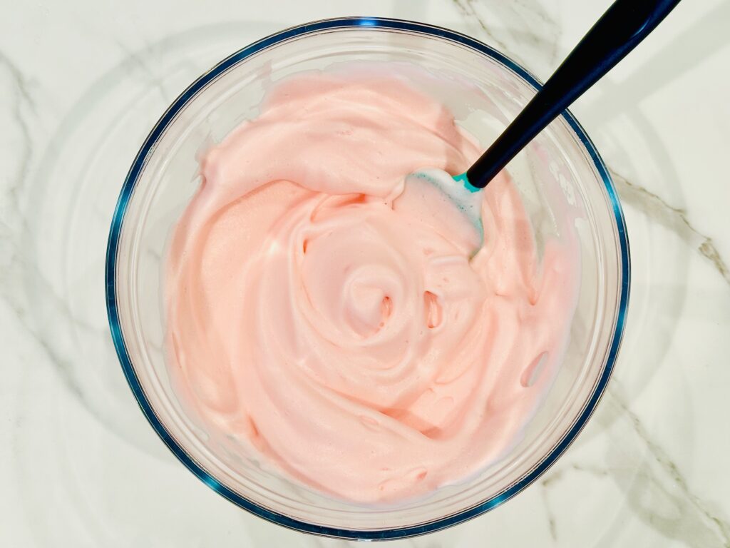 Food coloring added to chickpea foam