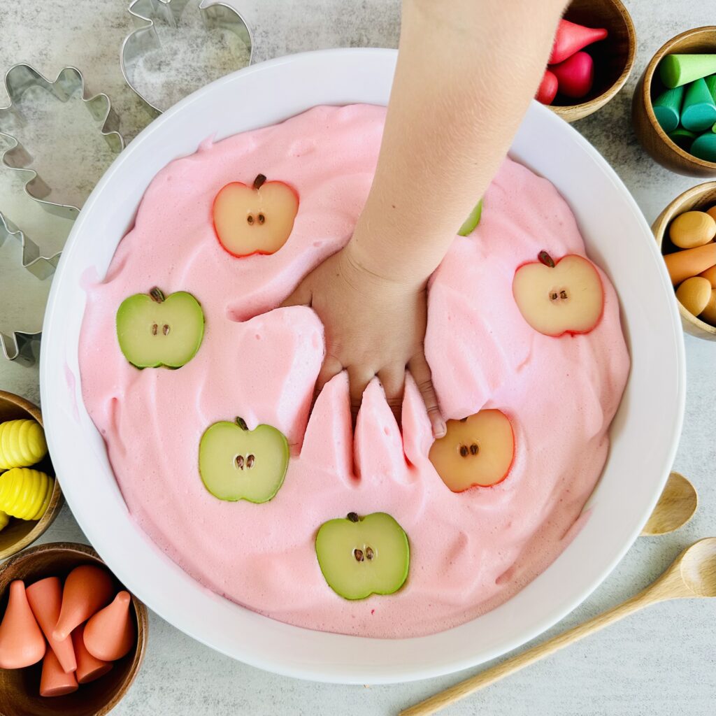 How To Make Taste-Safe Chickpea Foam Fall Sensory Bin