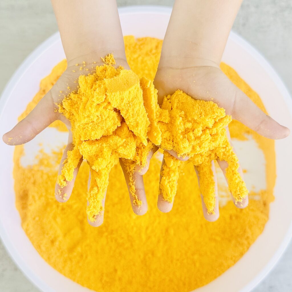 Fall Sensory Bin Using DIY Kinetic Sand