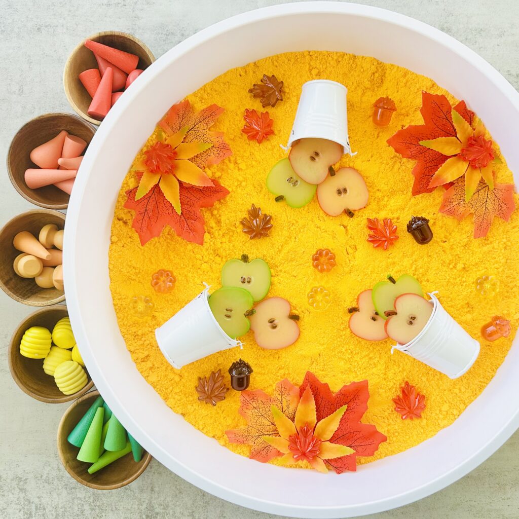 DIY Kinetic Sand Fall Sensory Bin - The Best Fall Sensory Activities For Kids
