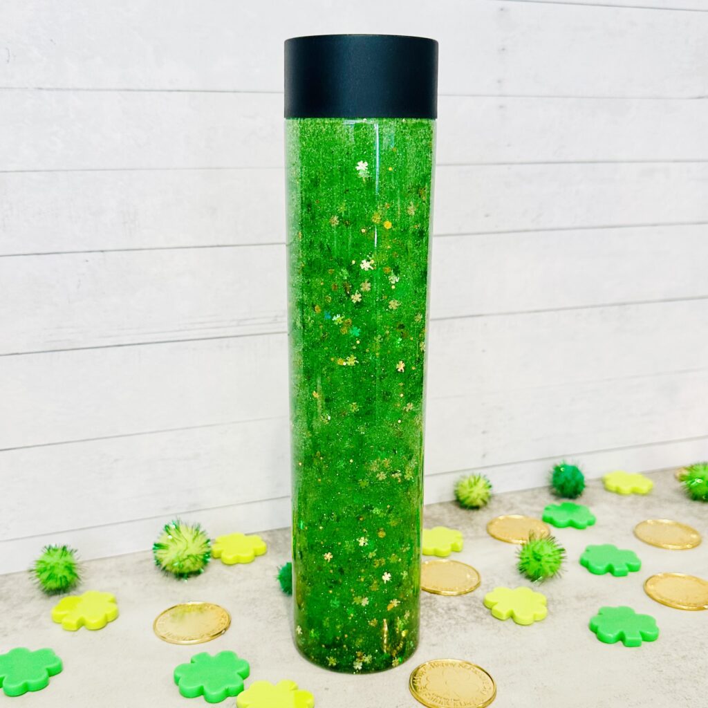 DIY Glitter & Shamrocks St Patrick's Day Sensory Bottle