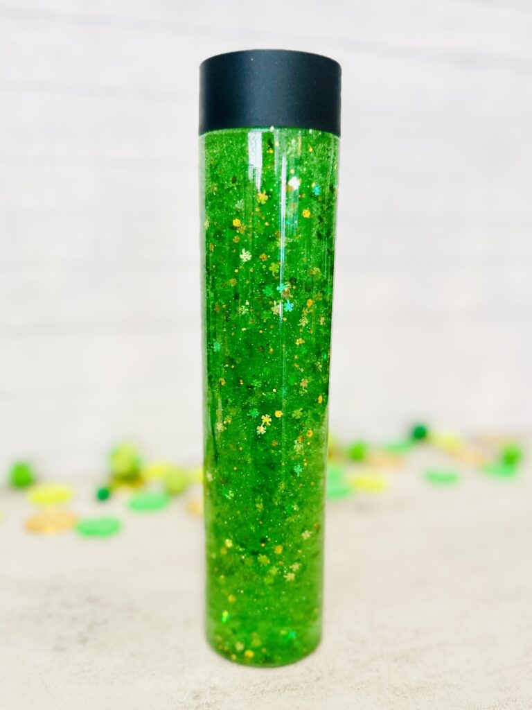 DIY Glitter & Shamrocks St Patrick's Day Sensory Bottle