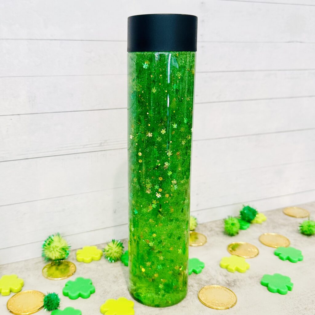 DIY Glitter & Shamrocks St Patrick's Day Sensory Bottle