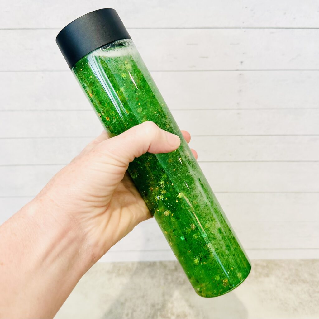DIY Glitter & Shamrocks St Patrick's Day Sensory Bottle