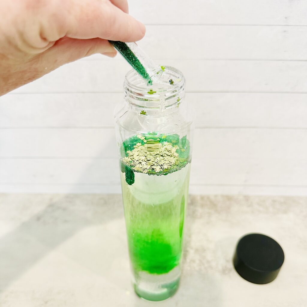 DIY Glitter & Shamrocks St Patrick's Day Sensory Bottle
